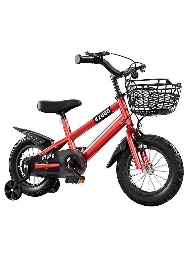 Kids Bicycle for Ages 3-7 Years with Training Wheels 14 Inch Red