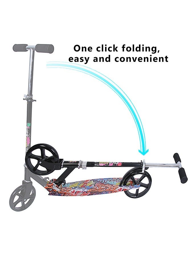 Folding Scooter 2 Wheels 7-15 Years Old Kick Scooter for Kids Adjustable Height & Handlebars with Kickstand Lightweight Aluminum Frame