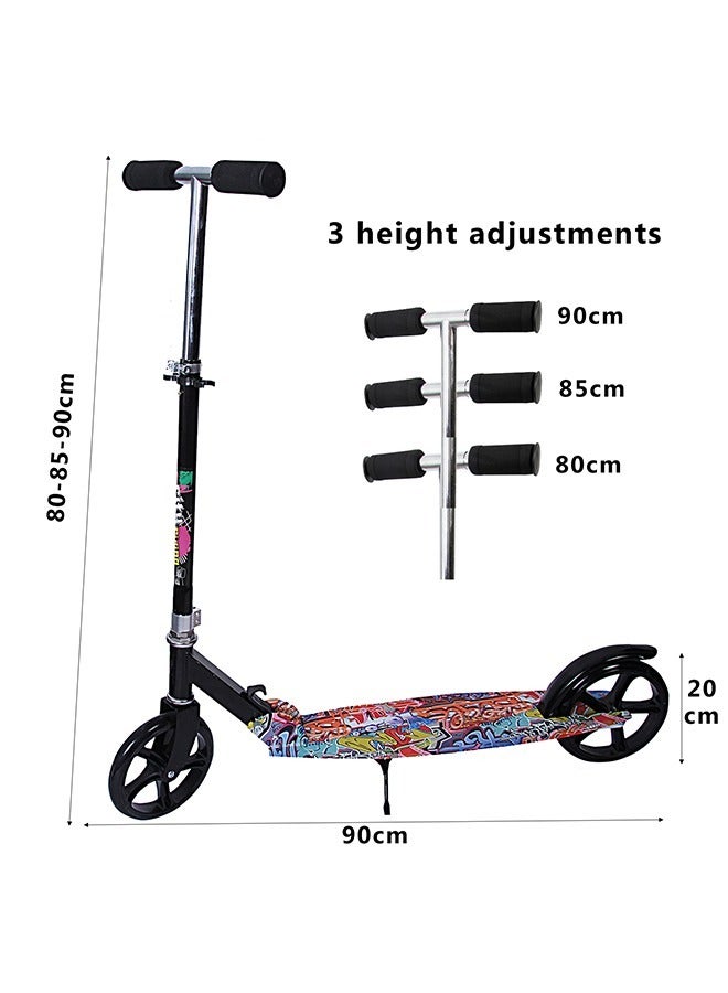 Folding Scooter 2 Wheels 7-15 Years Old Kick Scooter for Kids Adjustable Height & Handlebars with Kickstand Lightweight Aluminum Frame