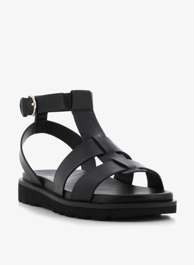 Women's Solid Open Toe Sandals with Buckle Closure