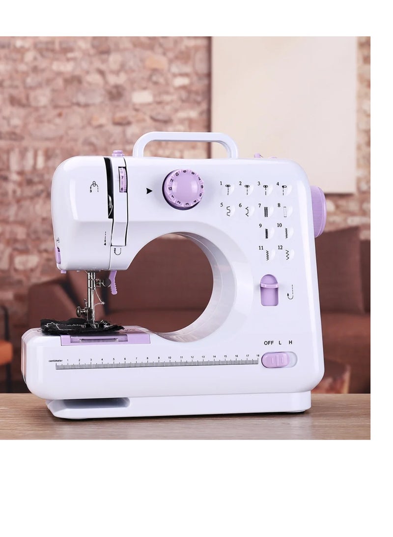 Multifunction Mini Sewing Machine 505A 12 Built-in Stitches 2 Speeds Double Thread Foot Pedal Best For Beginner