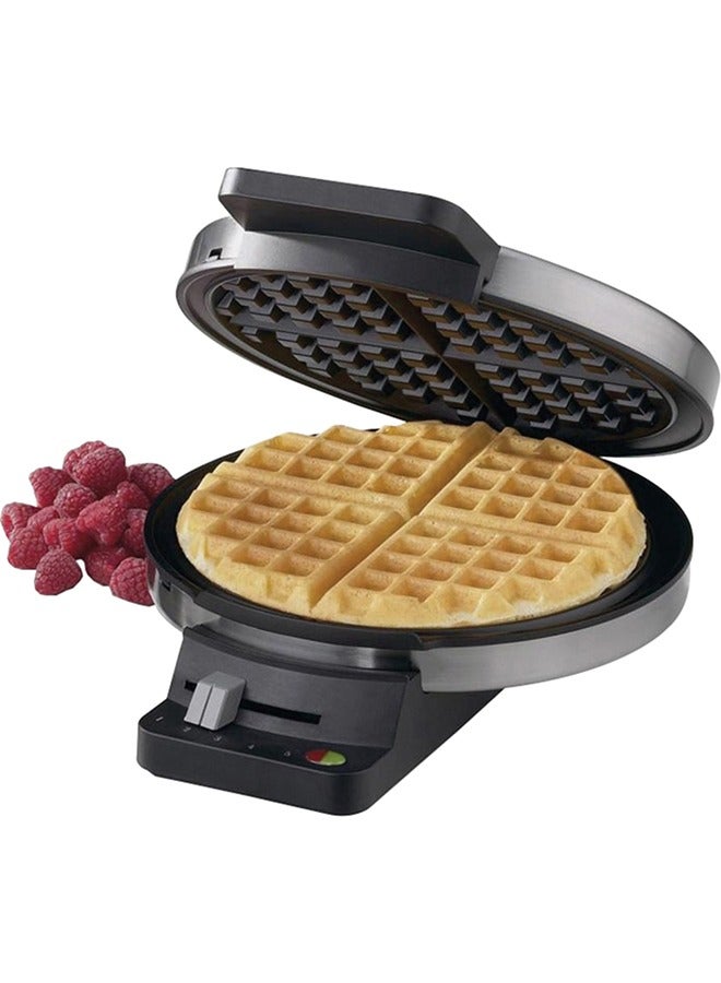 Round Classic Waffle Maker, Brushed Stainless,Silver