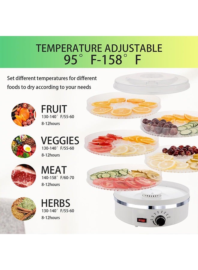 Food Dehydrator Machine Dehydrators For Food And Jerky 5 Trays Adjustable Temperature Control Multi-Funtional Dryer For Preserve Jerky, Fruits, Vegetables, Meat, Herbs, Flowers, Dog Treats