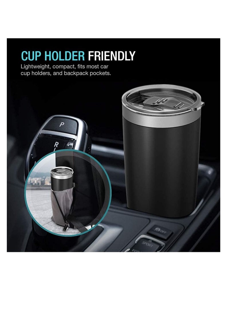 Stainless Steel Vacuum Insulated Cup With Lid, Cup, Double-Layer Water Coffee 20 OZ(567.0 g) Straw And Brush, Suitable For Home, Office, Ice Hot Drinks (Black)