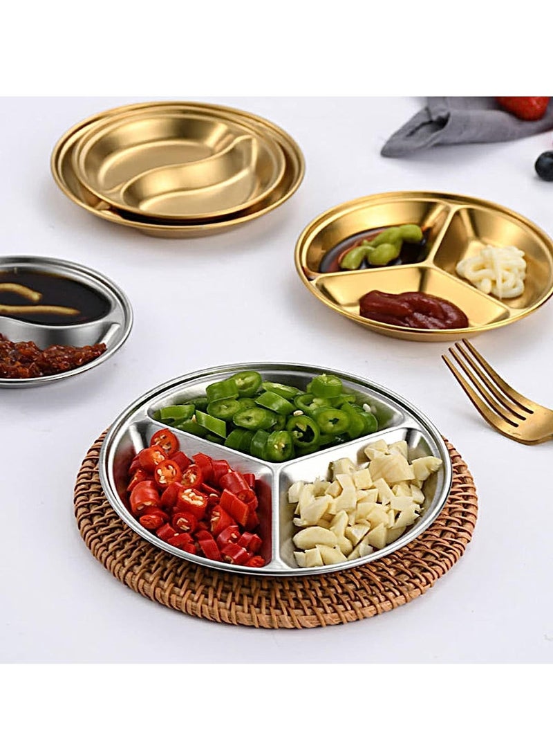 Appetizer Plates, Mini Sauce Dishes, Side Dish Bowls, Soy Dish, Small Bowl Dishes for BBQ Condiments, Appetizer, Dessert Sushi 3 sizes, large, medium and small 6 Pack Golden, Compartment