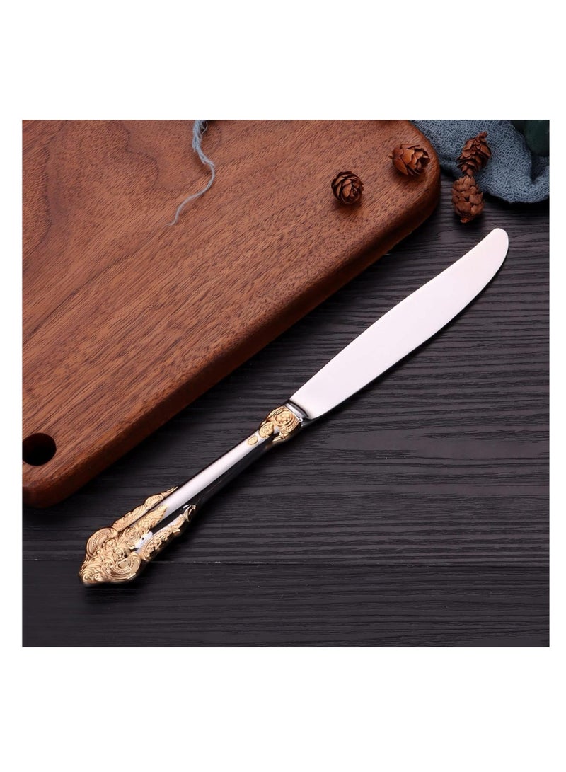 Gorgeous Cutlery Set Part Gold Knife Fork Spoon Stainless Steel Flatware Silverware 24 Pieces Tableware Service for 6 Packed in a Gift Box Dishwasher Safe Antipasto Cappuccino