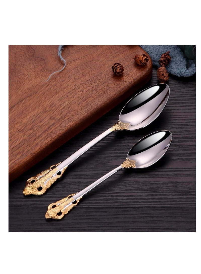 Gorgeous Cutlery Set Part Gold Knife Fork Spoon Stainless Steel Flatware Silverware 24 Pieces Tableware Service for 6 Packed in a Gift Box Dishwasher Safe Antipasto Cappuccino