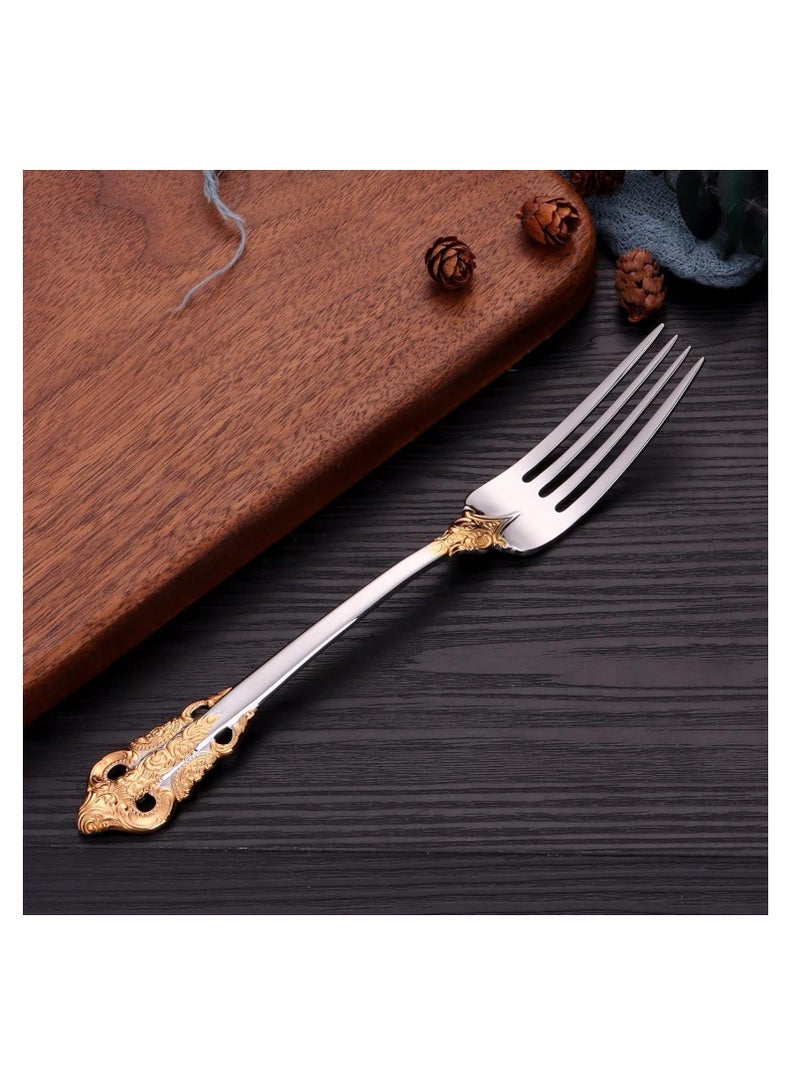 Gorgeous Cutlery Set Part Gold Knife Fork Spoon Stainless Steel Flatware Silverware 24 Pieces Tableware Service for 6 Packed in a Gift Box Dishwasher Safe Antipasto Cappuccino