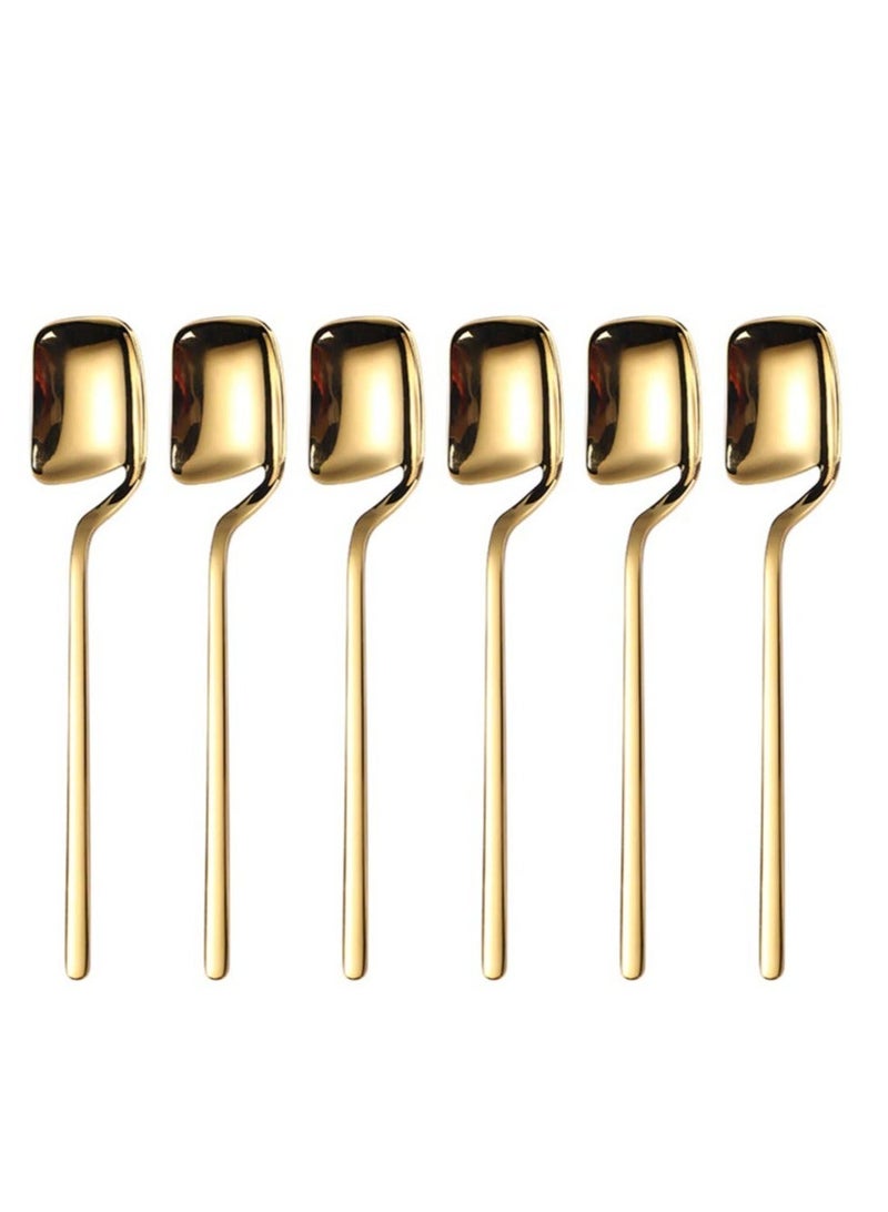 Espresso Spoons, Set of 6 Premium Food Grade Stainless Steel Small Spoons Gold Teaspoons Mini for Tasting, Sugar, Tea, Ice Cream