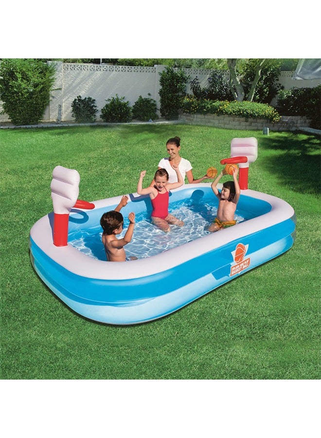 Outdoor Inflatable Sports Arena, Center Water Park Pool with Basketball Sports Ball, Ages 3+