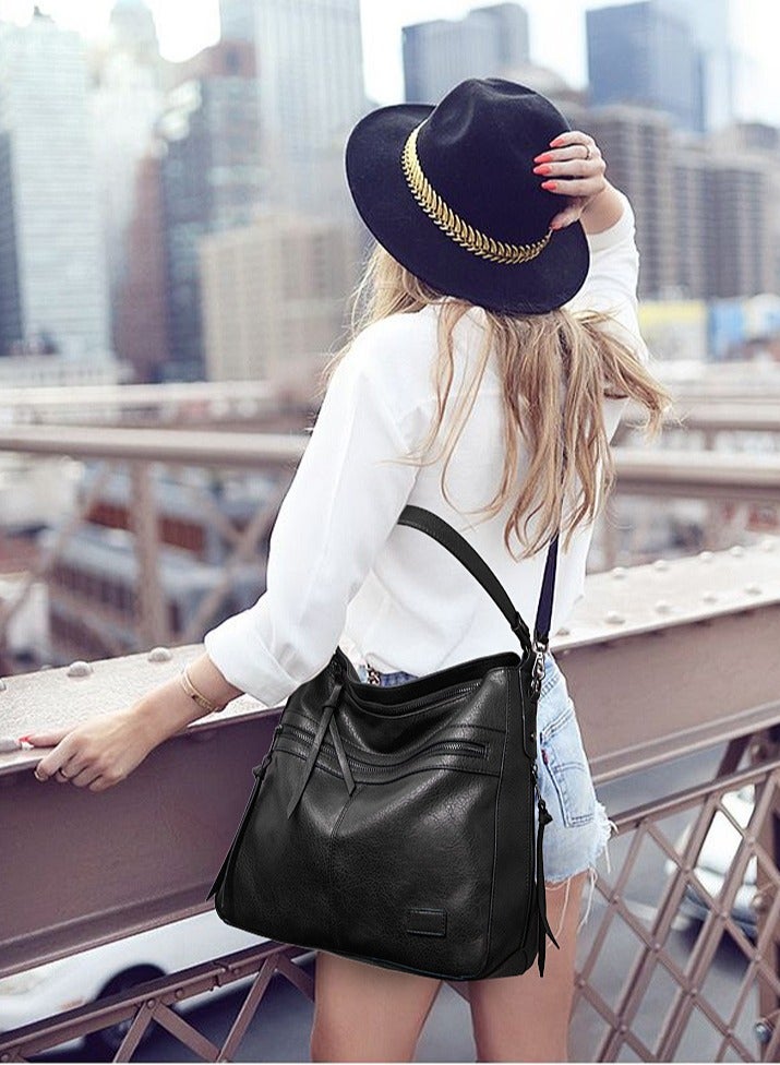 New Soft Leather Women's Bag Handbag One Shoulder Large Capacity Tote Bucket Bag