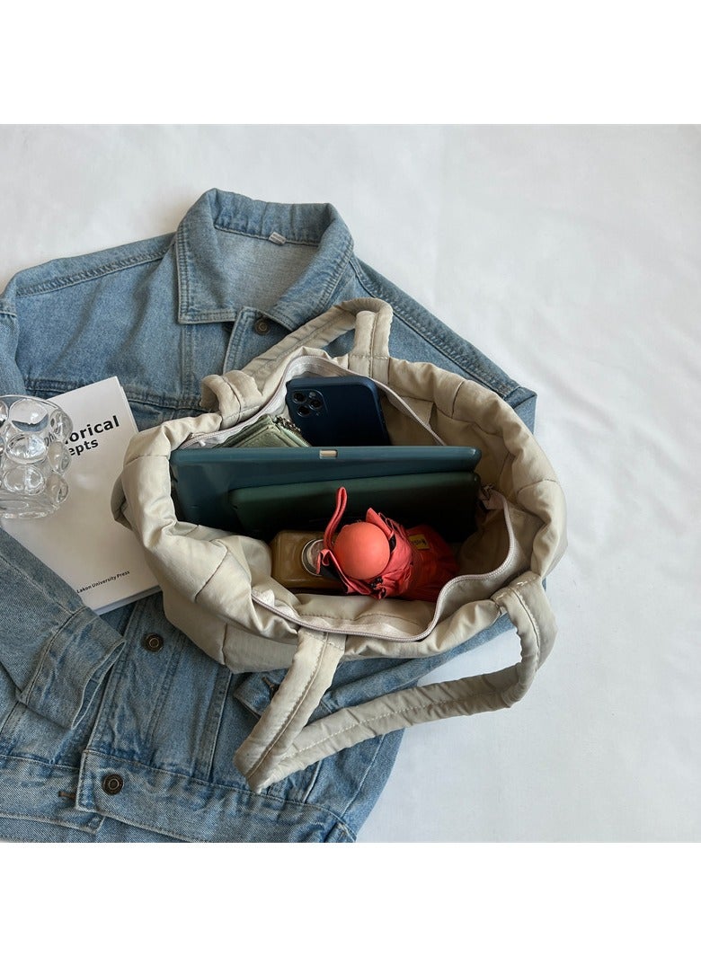 Tote Bag Puffy Purse for Women Lightweight Nylon Shoulder Bag Padding Handbag