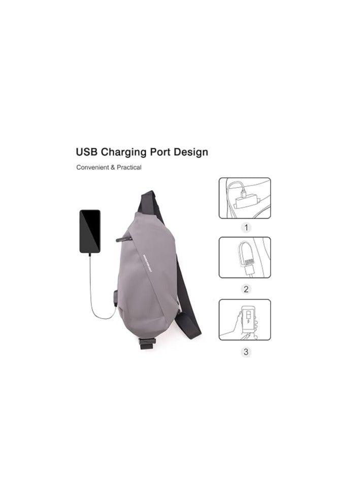 Bag Lightweight Shoulder Crossbody Backpack with USB Charging Port Men Women Business Casual Daypacks for Outdoor Travel Work Hiking Running Indoor Activities Waterproof Polyester