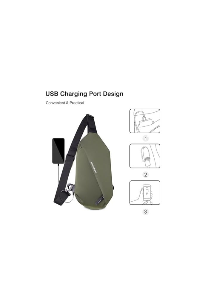 Bag Lightweight Shoulder Crossbody Backpack with USB Charging Port Men Women Business Casual Daypacks for Outdoor Travel Work Hiking Running Indoor Activities Waterproof Polyester