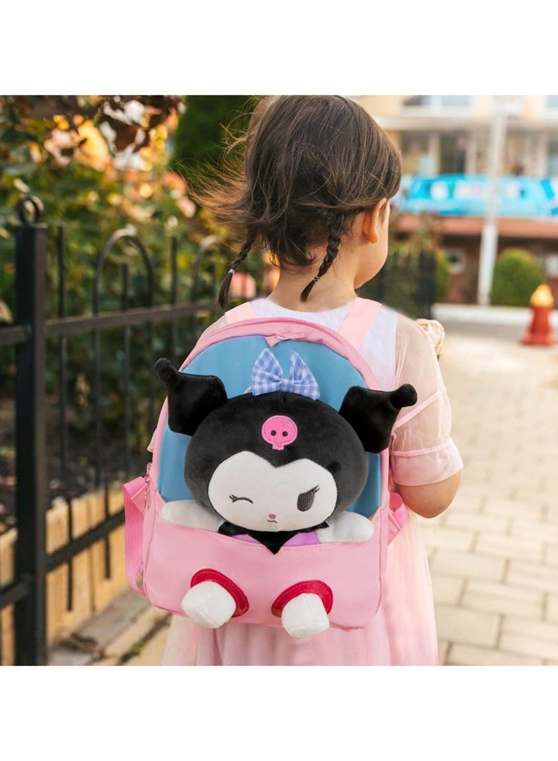 Kawaii Plush Kuromi Bag for Girls, Backpack Cute Cartoon Shoulder Anime Toy Fans（25 * 35cm）
