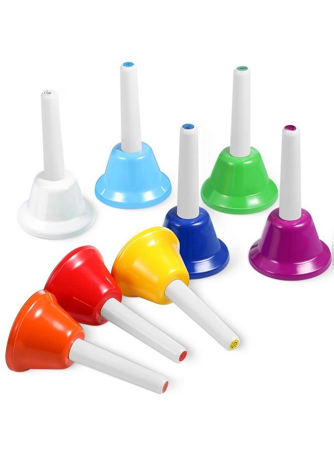 8 Note Hand Bells For Kids Musical Handbells Set Colorful Hand Bells Instruments Music Bells For Toddlers Children Adults Bells Musical Toy Percussion Instrument Toy For School Church Wedding Family