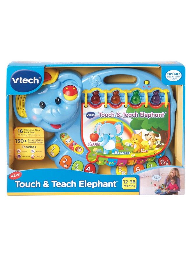 Touch  Teach Elephant Book  150+ Songs  Melodies 16 Interactive Story Books  Teaches Letters Numbers First Words  1236 Months  Blue