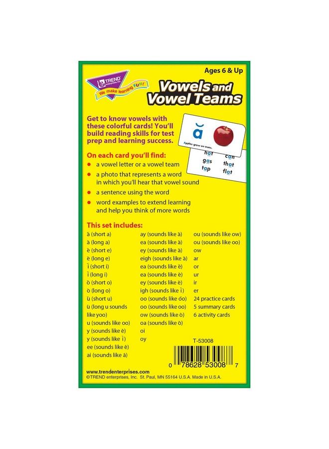 Trend Enterprises Inc Vowels And Vowel Teams Skill Drill Flash Cards