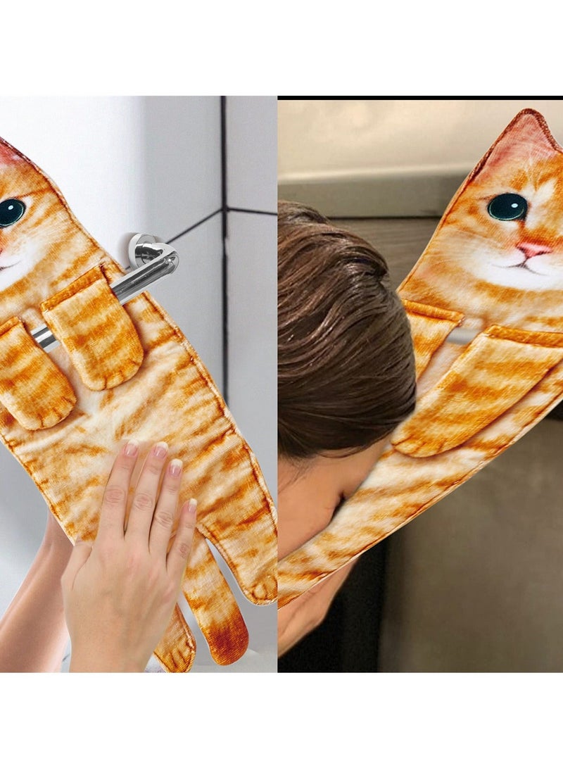 Cute Cat Funny Hand Towel, Decorative Bathroom and Kitchen Towels, Super Absorbent, Soft, Unique Gift for Lovers, Ideal Valentines, Mothers Day, Housewarming, Birthdays