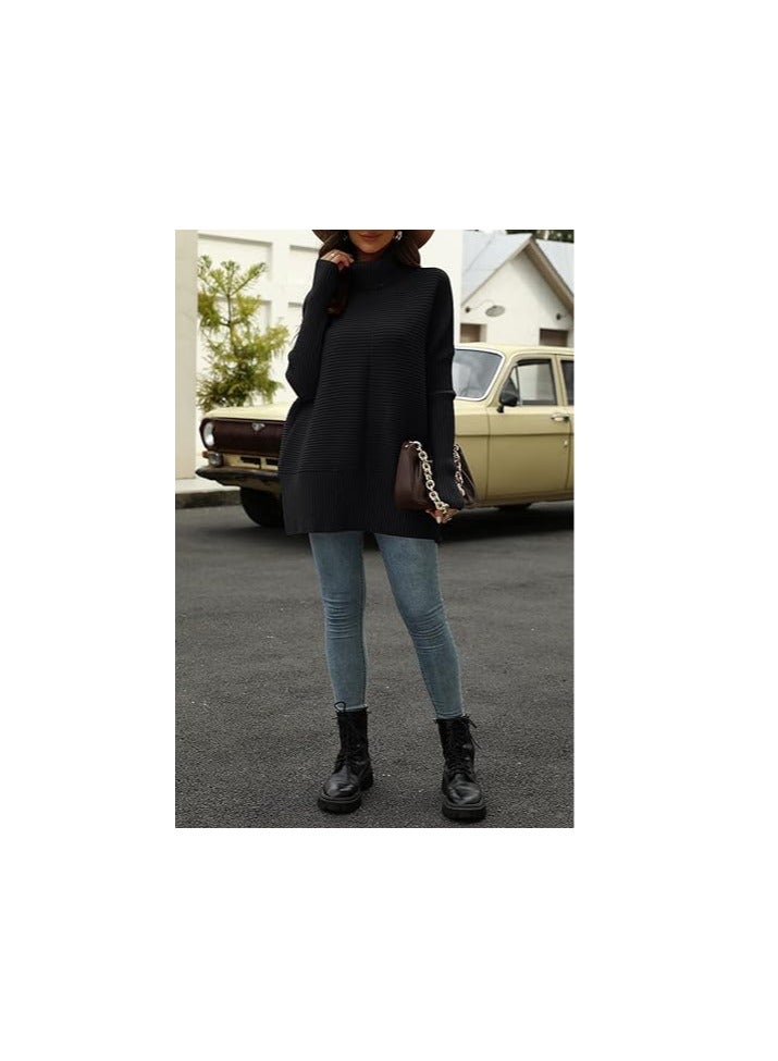 Trendy Oversized Turtleneck Sweater for Women Long Knitted Cozy Pullover Sweaters
