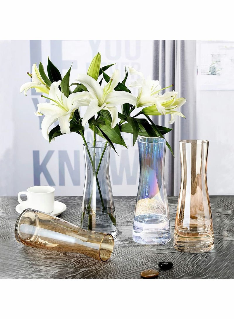 Irised Clear Glass Tall Flower Vase Thick Bottom Large Vases for Centerpieces Flowers Decor 10 Inch Big Decorative Living Room Kitchen Office Home Wedding