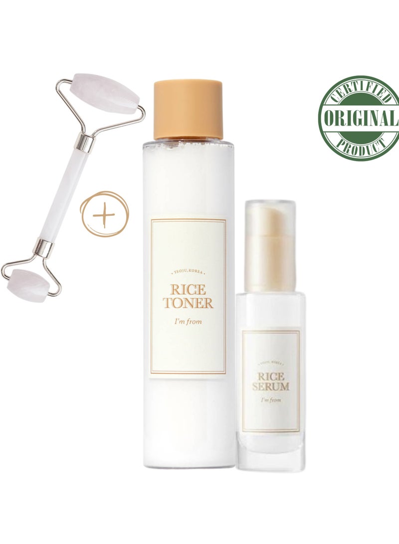 Pure Rice Glow Set - Includes Toner and Face Serum - Brightening Skincare Duo for a Radiant Complexion and Even Skin Tone