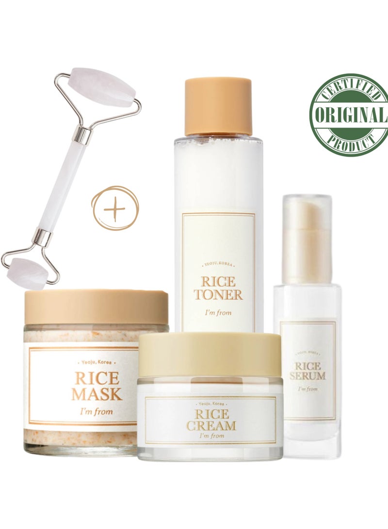 Radiant Rice Essentials Set - Toner - Face Serum - Face Cream & Face Mask