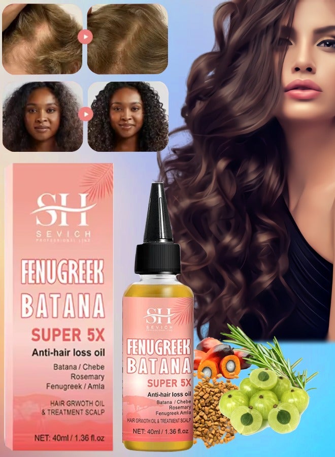 5X Rapid Hair Growth Oil with Batana Chebe Rosemary Fenugreek and Amla Oil Hair Growth Oil and Scalp Treatment Super 5 in 1 Oil Anti Hair Loss Oil and Hair Regrowth Scalp Treatment Oils