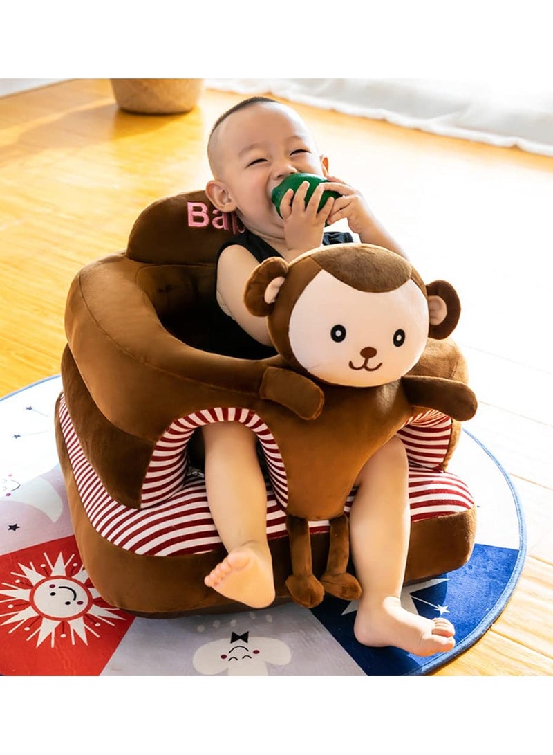 Baby Support Seat, Baby Sofa Chair for Sitting Up, Comfy Plush Infant Seats (Monkey,W17.5