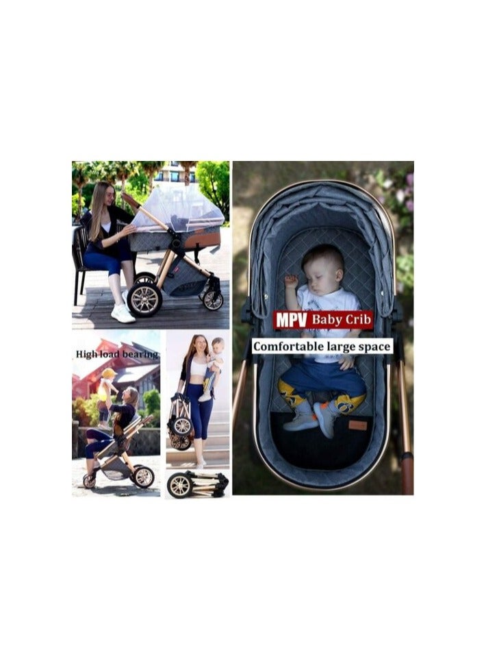 Newborn Baby Stroller 3 In 1 Rain Cover Mosquito Net Backpack