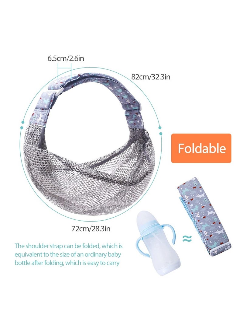 SYOSI Breathable Baby Sling, with Adjustable Baby Wrap, Baby Carrier Wrap, 3D Mesh Fabric, Thick Shoulder Straps, Elastic for Summer, Pool, Beach, Newborn Carrying (Grey)