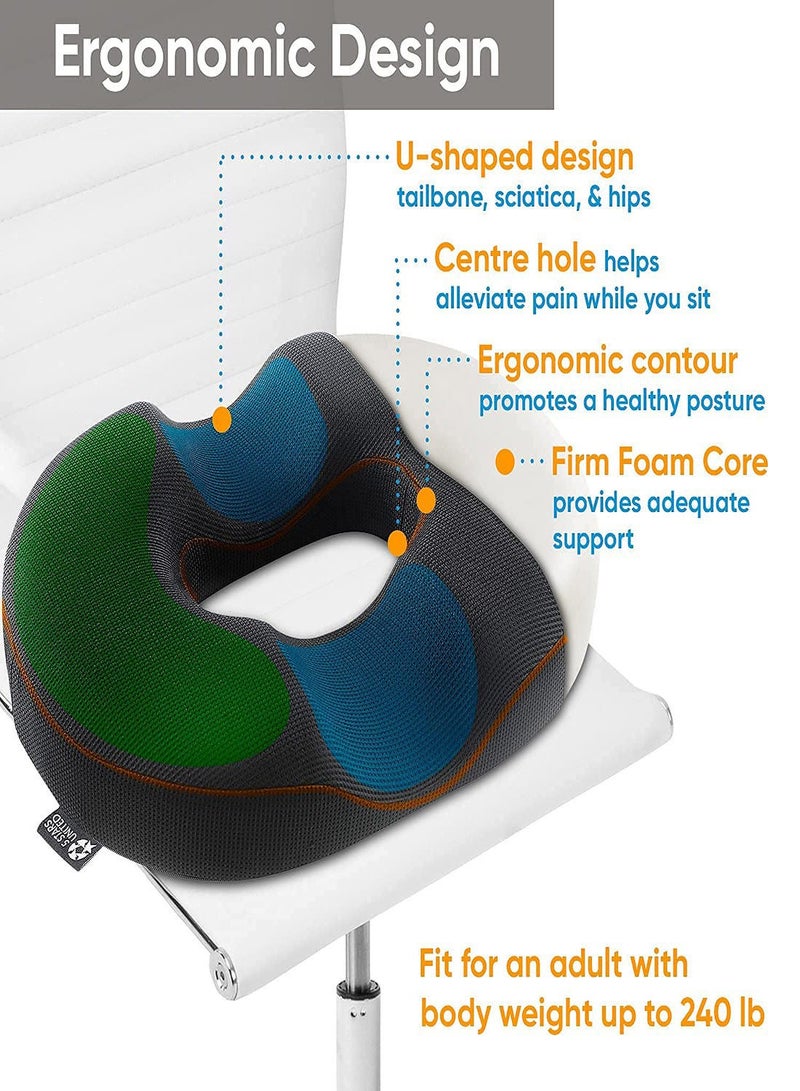 Donut Pillow for Tailbone Pain Relief Cushion, Hemorrhoid Two Humps Hip Curve Design, Hemorrhoids, Prostate, Pregnancy, Coccyx, Sciatica, Post Natal Surgery, Portable Cushion