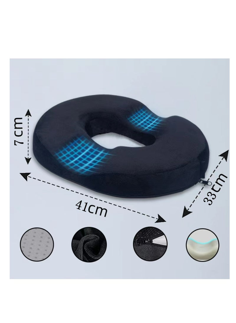 COOLBABY Donut Pillow Hemorrhoids Coccyx Cushion Orthopedic Design 100% Memory Foam Coccyx Sciatica Pressure Ulcer Postoperative Pain Relief Home Office Car Orthopedic Firm Seat Cushion
