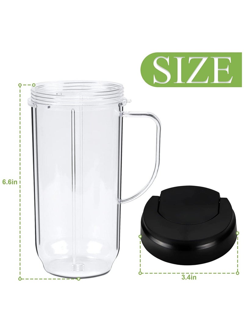 SYOSI 22oz Magic Bullet Blender Cups Replacement Parts with Flip Top To-Go Lid and Handle for Mb1001 Accessories (2 Pack)