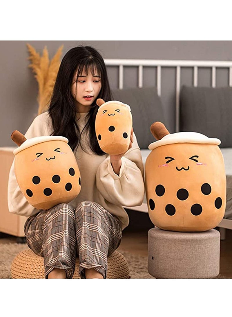 Kids Pillow Cushion 9.4 Inch Stuffed Boba Plushie Bubble Tea Plush Cartoon Cylindrical Milk Pillow, Super Soft Kawaii Hugging Realistic Food Toy Gifts for Boy Girl