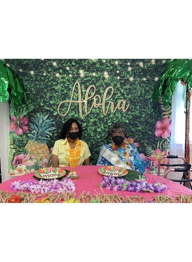 Aloha Backdrop Luau Birthday Party Backdrop Tropical Hawaiian Baby Shower Party Banner Decoration Glitter Lights Green Grass Pineapple Background For Photography Photo Booth Banner (10X7Ft)