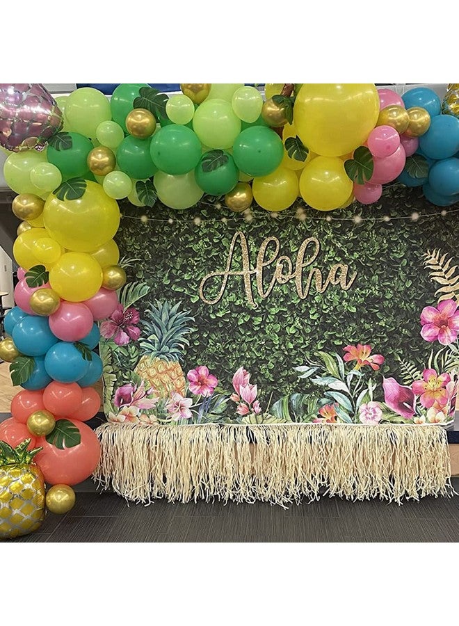 Aloha Backdrop Luau Birthday Party Backdrop Tropical Hawaiian Baby Shower Party Banner Decoration Glitter Lights Green Grass Pineapple Background For Photography Photo Booth Banner (10X7Ft)
