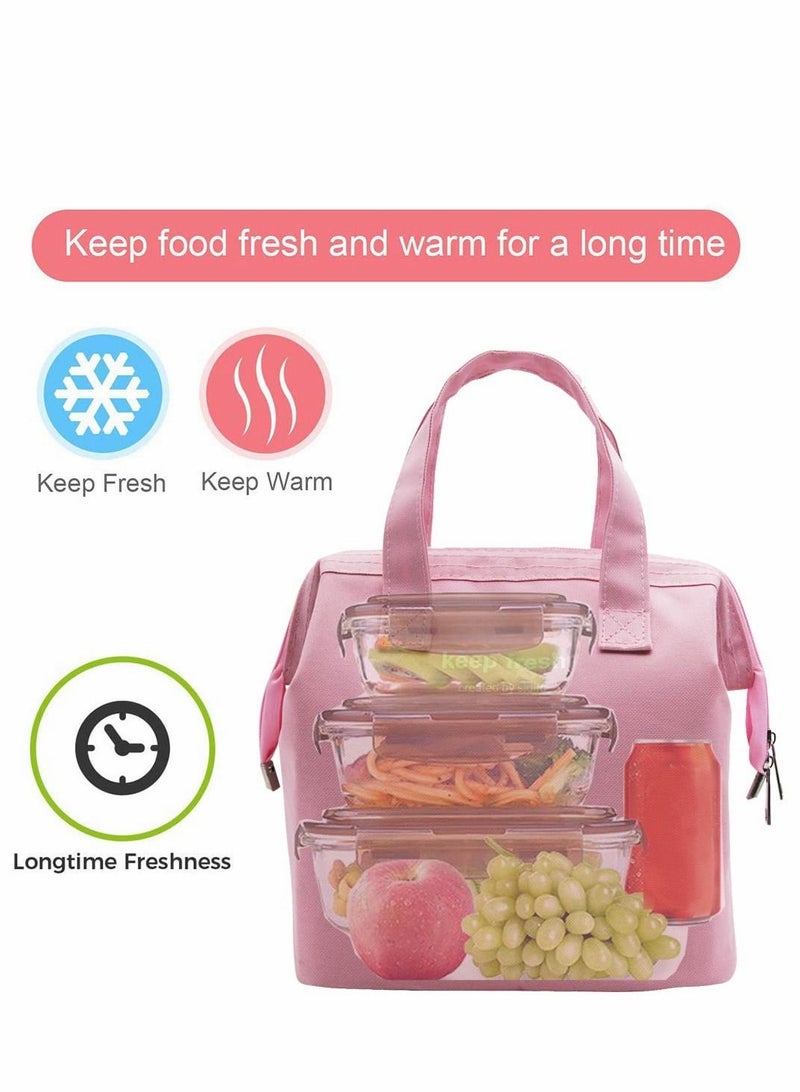 Lunch Bag Bento Bag, Thickened Thermal Insulation Refrigerated Tote Box Carrying for Students Ladies Men Picnic Work Outdoor (Pink)