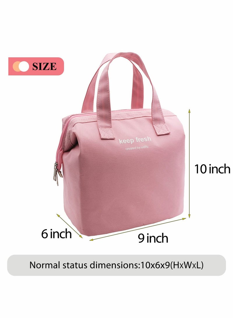 Lunch Bag Bento Bag, Thickened Thermal Insulation Refrigerated Tote Box Carrying for Students Ladies Men Picnic Work Outdoor (Pink)