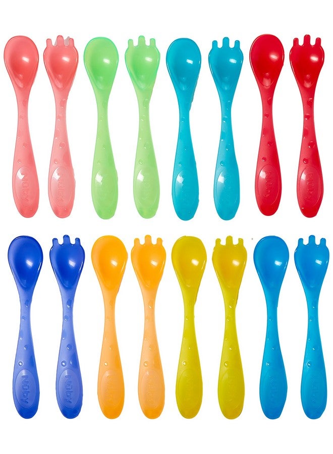 16 Piece Wash Or Toss Toddler Feeding Fork And Spoon Set