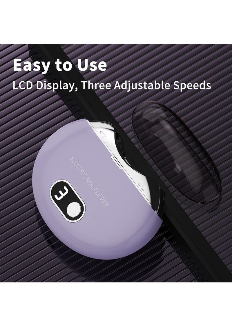 Automatic Nail Clipper, Electric Clippers Safety Fingernail Cutter and Filer Rechargeable Trimmer Scissors Gift for Adults Seniors Infant Baby Kids Men Women (Purple)