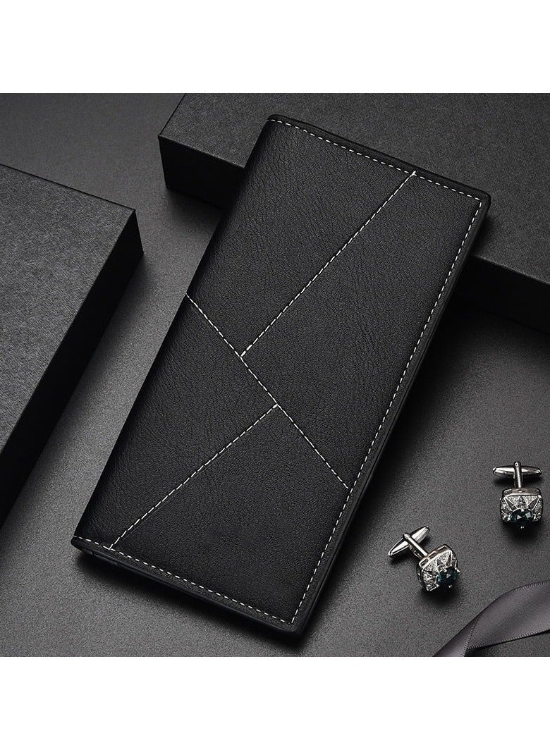Men's Long Simple Personalized Multi-Card Learning Soft Leather Wallet Wallet