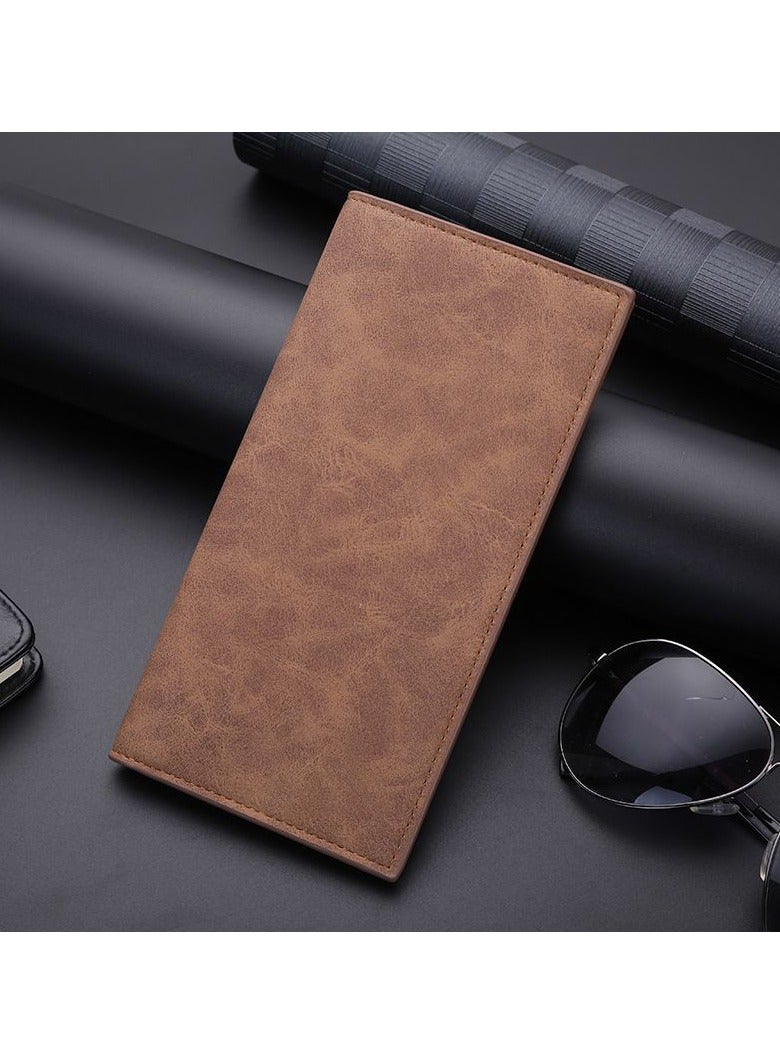 Men's Long Simple Personalized Multi-Card Learning Soft Leather Wallet Wallet