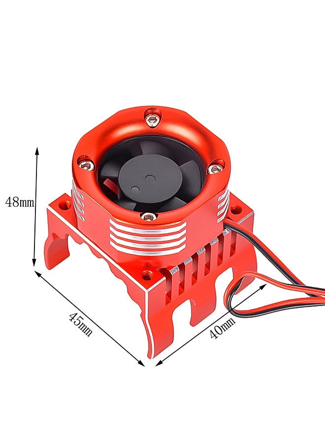 Remote Control Motor Fan, 1/8 1/10 Scale Remote Control Model Car Aluminum Alloy Heat Sink 42mm 4274 ESC Motor Mount Cooling Fan with Colorful LED Light, Red