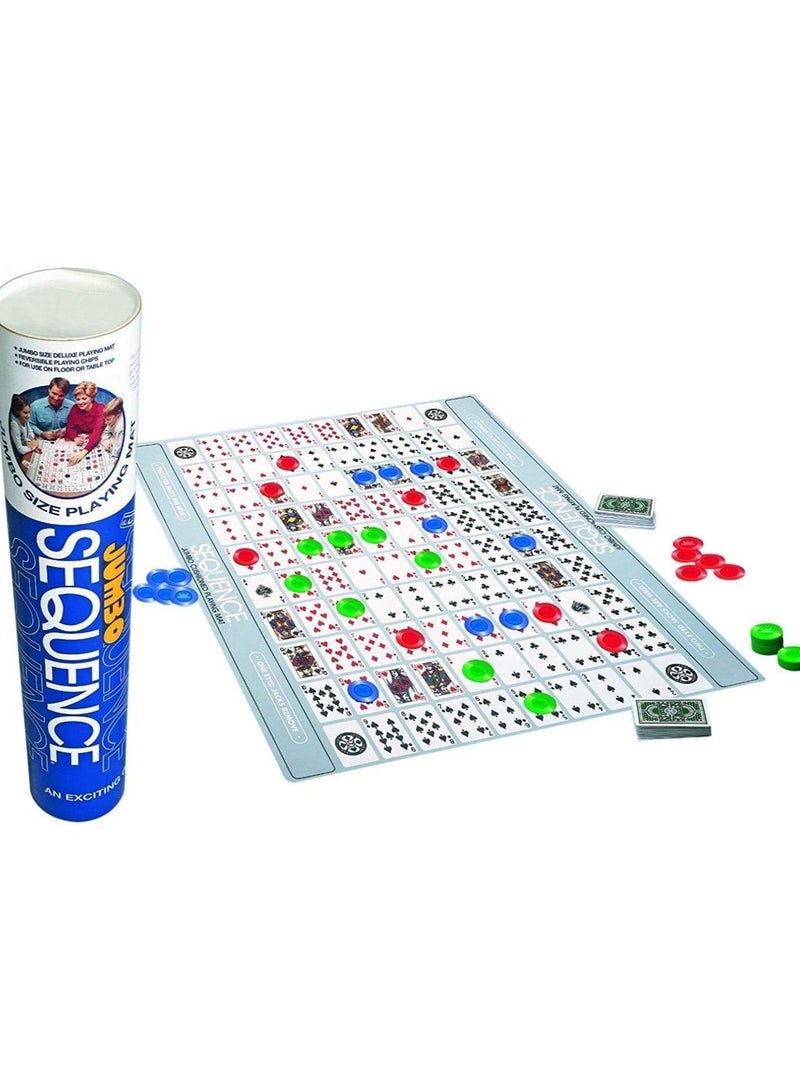 Jumbo Sequence Tube Game: Family Fun with Strategy & Luck | Large Mat, Cards, Chips | Ideal for 2-12 Players, Ages 7+ | Block Opponents & Win Sequences.