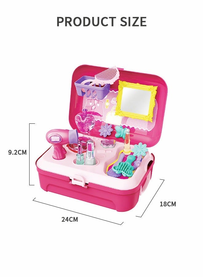 Beauty Make-up Box Playset, Pretend Makeup Toy Fashion Suitcase Play Set 21 Pieces Children Makeup Toy Little Princess Dressing Play Set