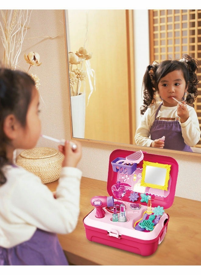 Beauty Make-up Box Playset, Pretend Makeup Toy Fashion Suitcase Play Set 21 Pieces Children Makeup Toy Little Princess Dressing Play Set