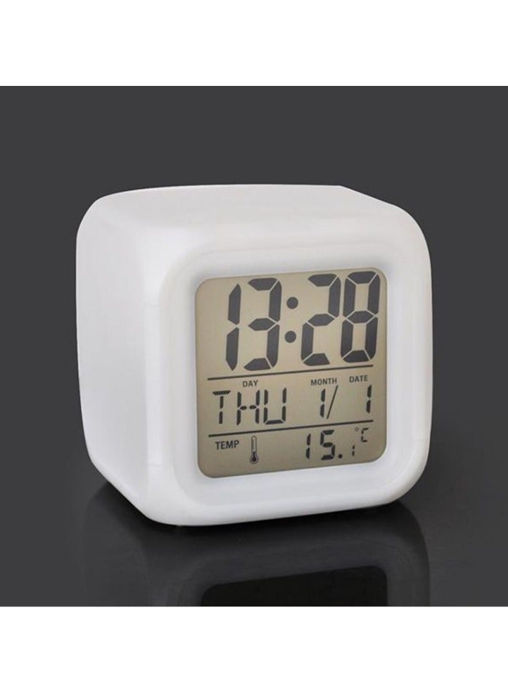 Four Square Clock Time Temperature Luminous LED Color Changeable Electronic Alarm Clock