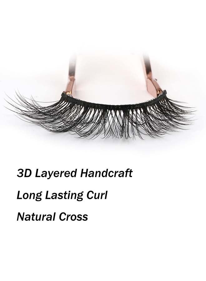 False Eyelashes 14mm Faux 3D Mink Lashes Natural Look Fluffy Cat Eye Wispy Lashes Pack , 14 Pairs