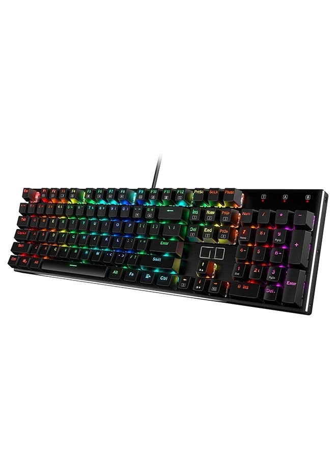 RGB LED Backlit Wired Mechanical Gaming Keyboard, 104 Keys Hot-Swap Mechanical Keyboard w/Aluminum Base, Upgraded Socket and Noise Absorbing Foams, Soft Tactile Brown Switch